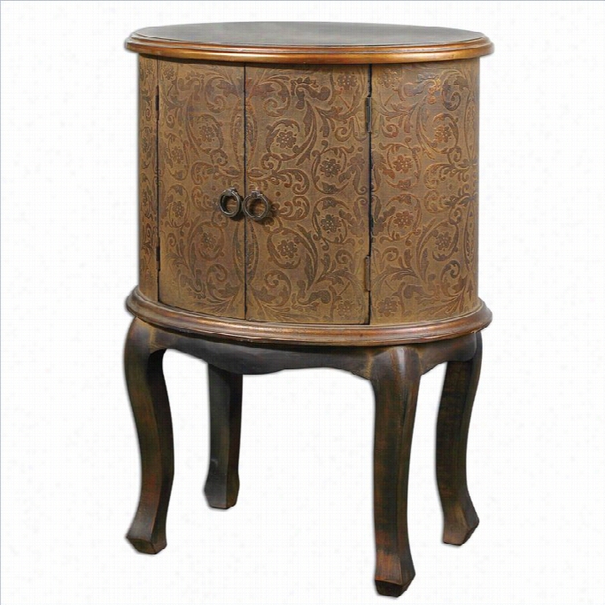 Uttermost As Cencion Copper Metallic Storage Accent Table In Rut Brown