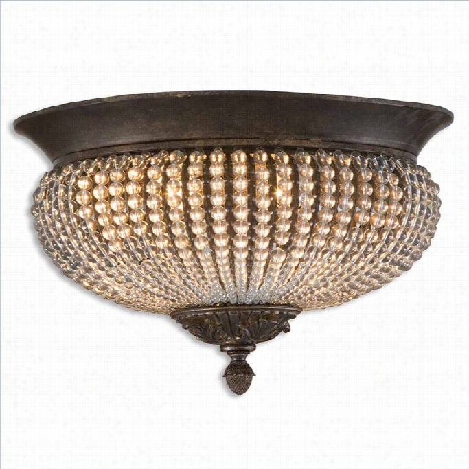 Uttermost Cistal De Lisbon Crystal Flush Mount In Golden Bronzze