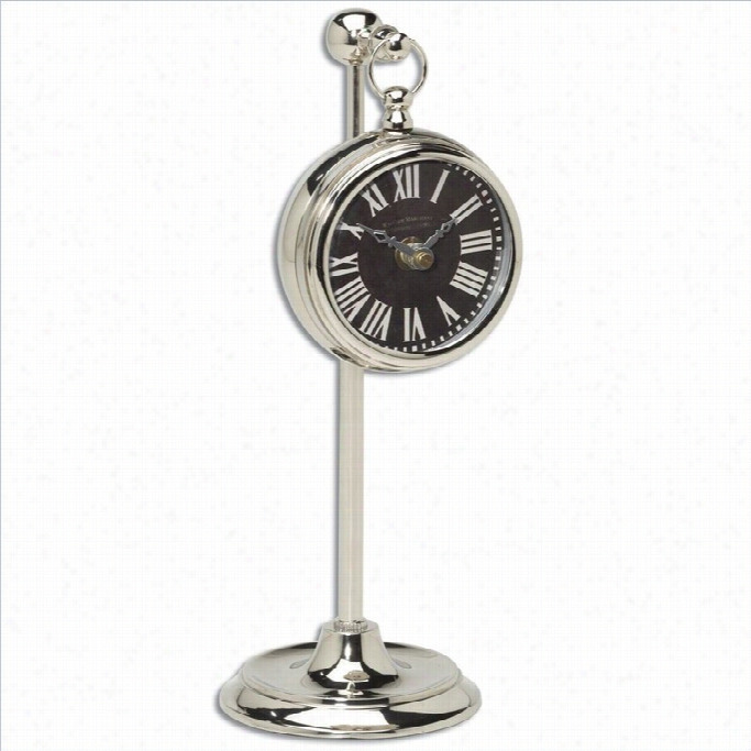 Uttermost Pocket Watch In Nickel Marchant Black