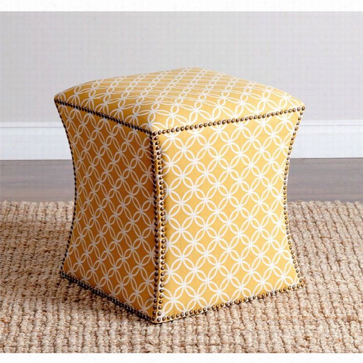 Abbyson Living Keira Nailhead Trim Ottoman In Mustard Yellow