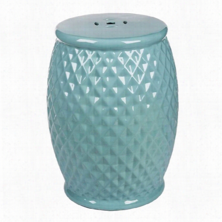 Abbyson Living Royala Tfuted Ceramic Garden Stool In Robbins Egg