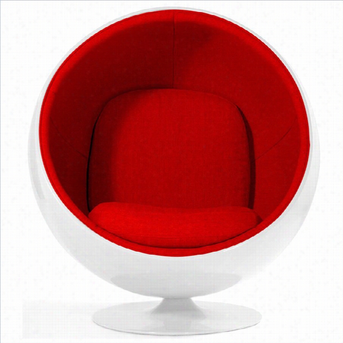 Aeon Furniture Luna Fiber Glass Egg Chair In White And Red