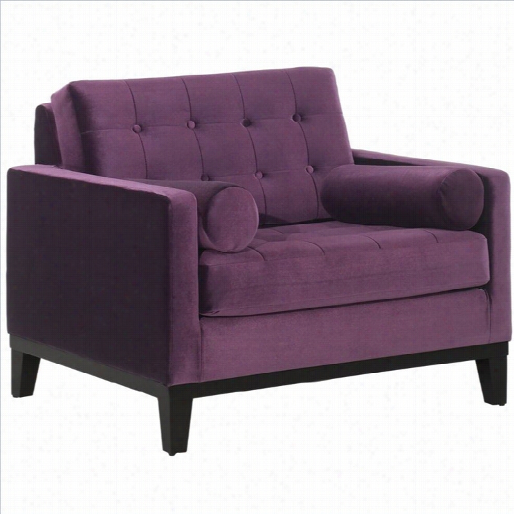 Armen Living Centennnial Tufted Velvet Club Arm Chair In Purpel