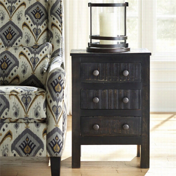 Ashley Chralowe 3 Drawer Wood Nightstand In Black