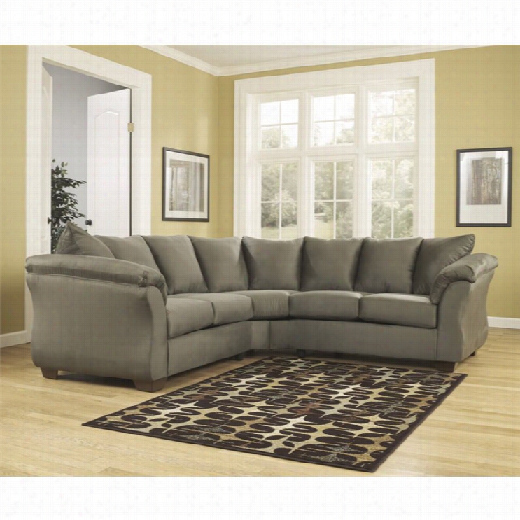 Ashley Darcy 2 Piece Fabric Corner Sectional In Sage