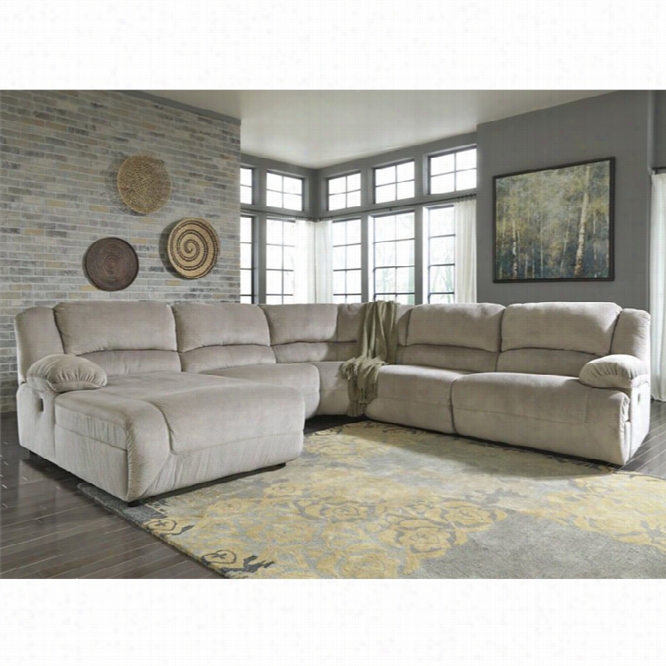 Ashley Tolteta 5 Piece Left Chaise Power Sectional In  Granite