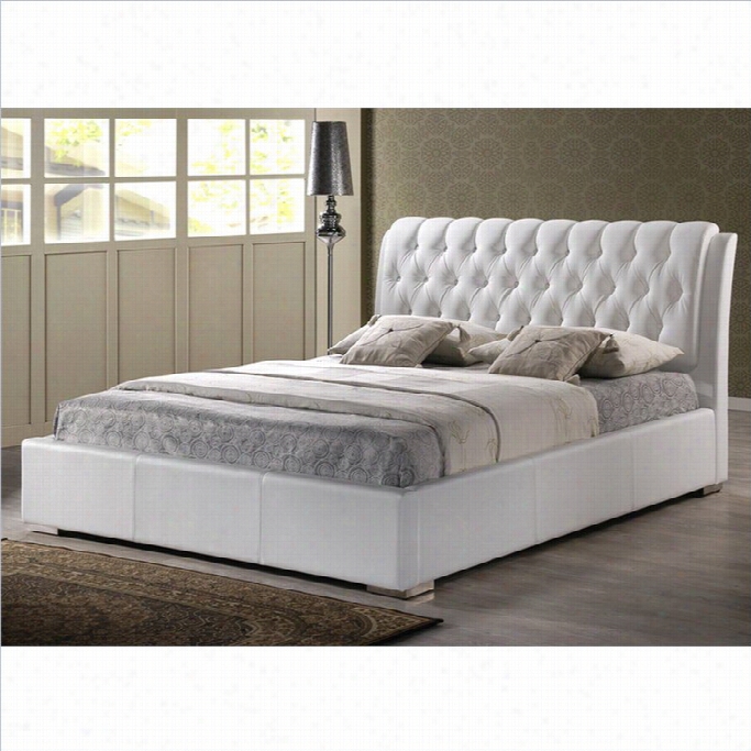 B Axton Studio Bianca Full Platform Bed With Tufted Headboard In White