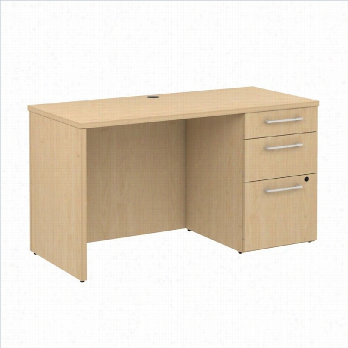 Bush Bbf  300 Series 48 Single Pedestal Credenza Outfit In Natural Maple