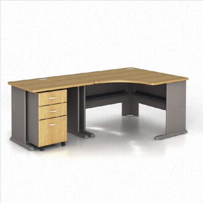 Bush Bbfs Eries A 3-piec Ecorner Computer Desk In Light Oak