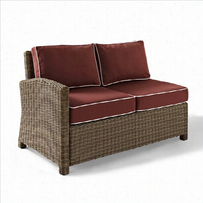 Crosley Furniture Bradenton Outdoor Wicker Sectional Right Loveseat With Sangria Cushions