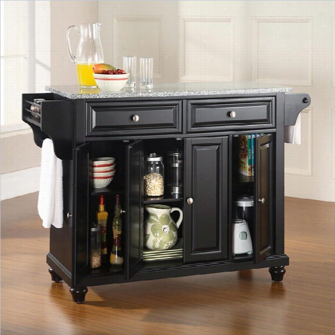 Crosley Furnituree Cambridge Strong Grantie Top Kitchen Island In Black Finih