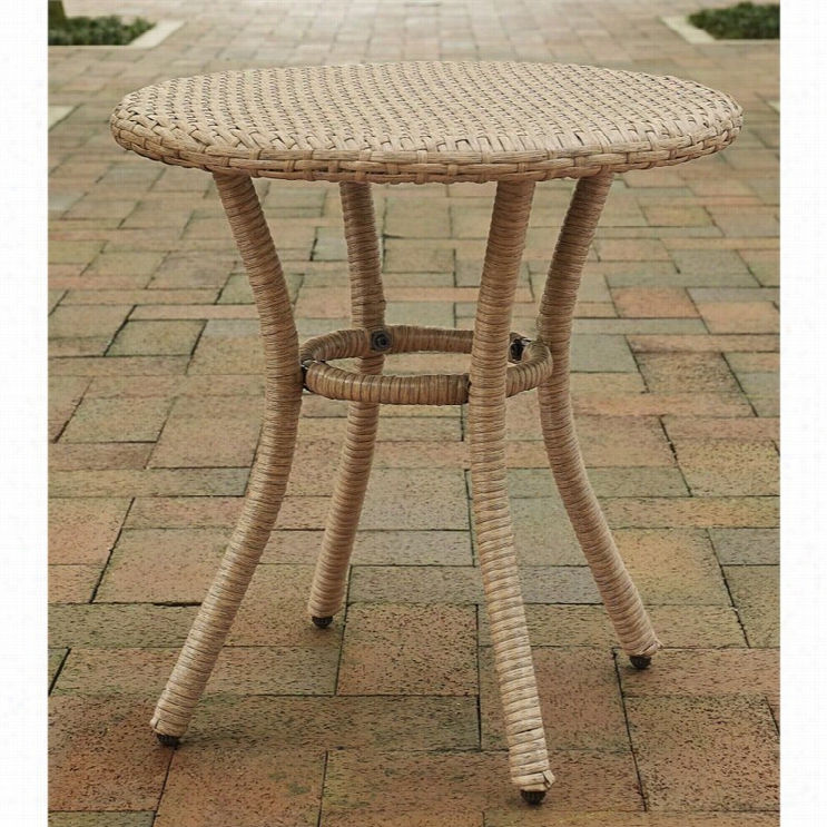Crosley Plm Harbor Outdoor Wicker Round Side Table In Ligght Brown