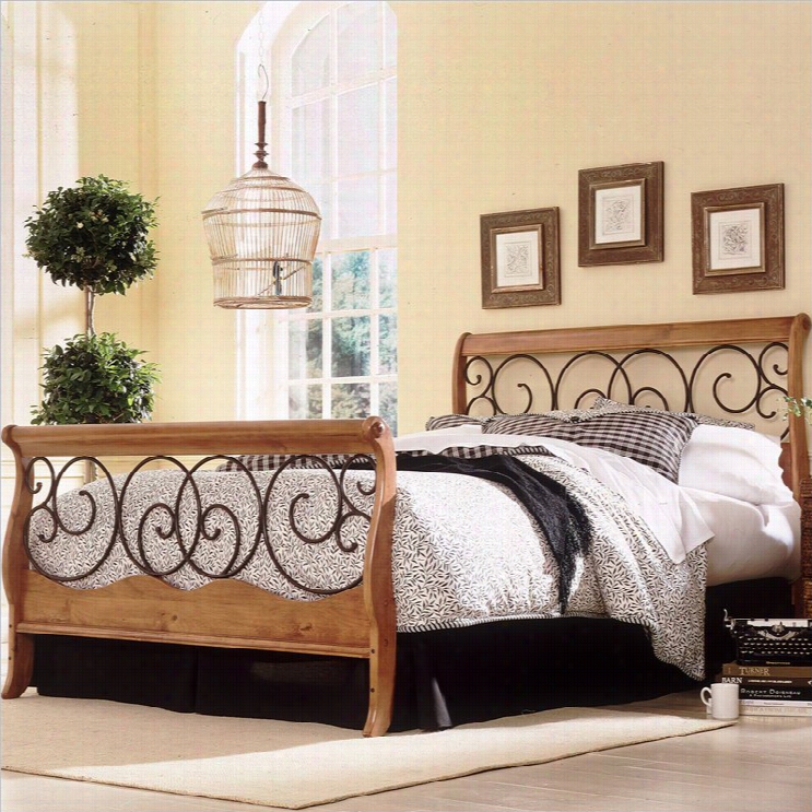 Way Bed Dunhill Sleigh Bed In Honey Oak With Autumn Brown Finish-full