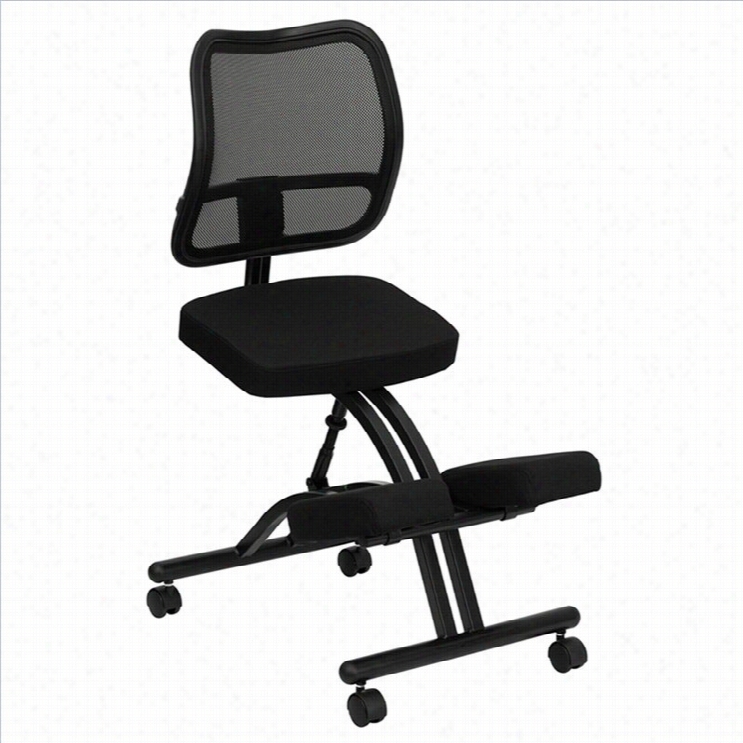 Flssh Furniture Mobile Ergonomic Kneeling Office Chair In Black