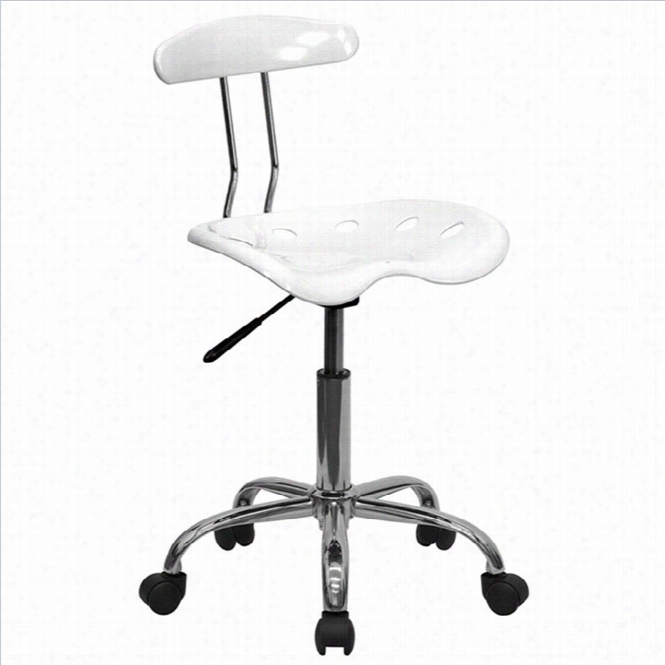 Flash Equipage Vibrant Computer Task Office Chair Seat In White And Chrome