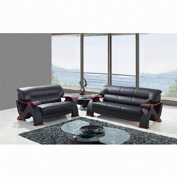 Global Furniture Usa 4 Piece Leather Soofa Set In Black