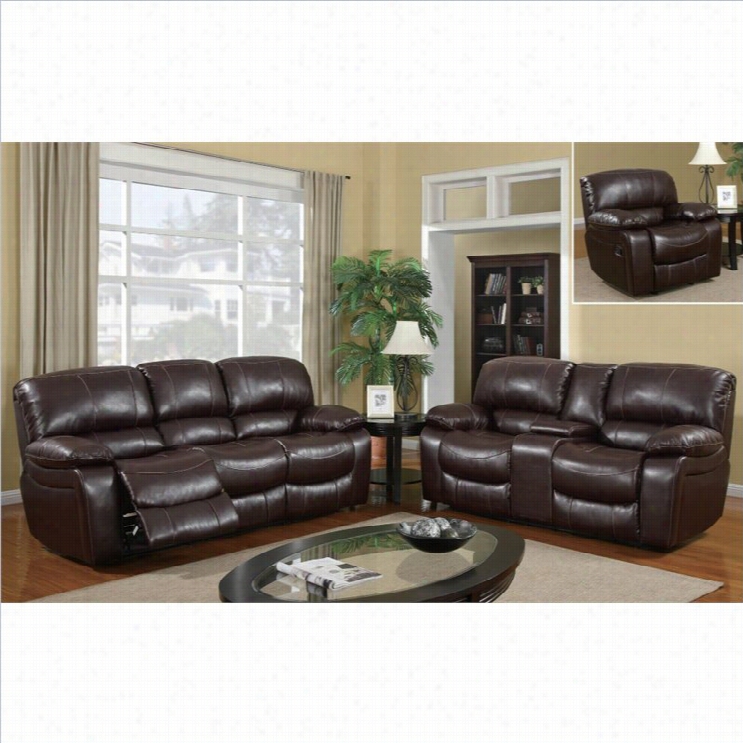 Global Furntiure Usa Reclining 3 Painting Laether Sofa Set In Buurgunndy