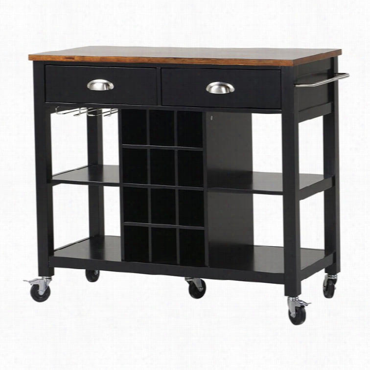 Hmestar Wid E Kitchen Island Cart In Black