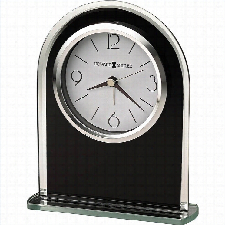 Howard Miller Ebony Luster Slab Desk Clock In Bla Ck Nds Ilver