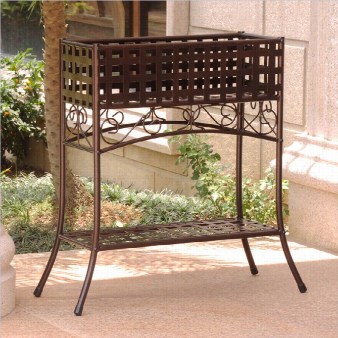 International Caravan Mandalay 2 Tier Plant Stand In Hammered Bronze