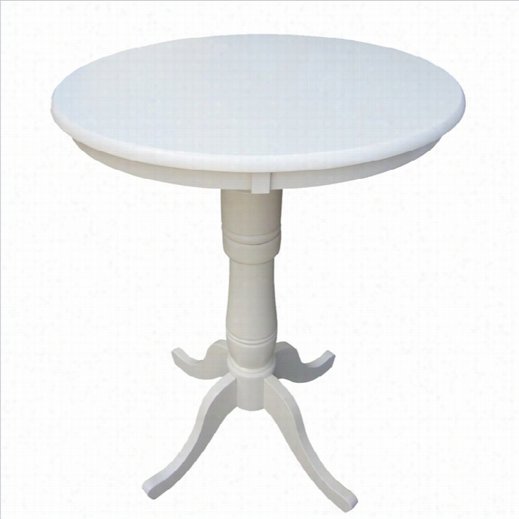 International Concepts 30  Round Pub Table In Cloth Of Flax White