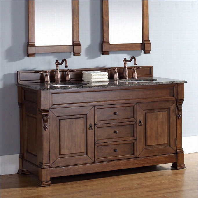 James Amrtin Brookfield  60 Double Bathroom Vanity In Country Oak