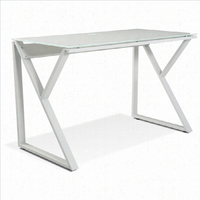 Jesper Office 200 Collection Writing Desk W Glass Top In White