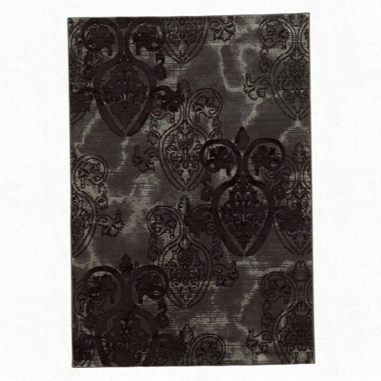 Linon Jewel 5' X 7'6 Rug In Grey And Black