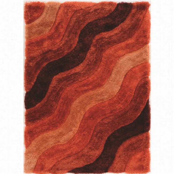 Linon Links 8 X 10' Hand Tufted Wave Shag Rug  In Orange