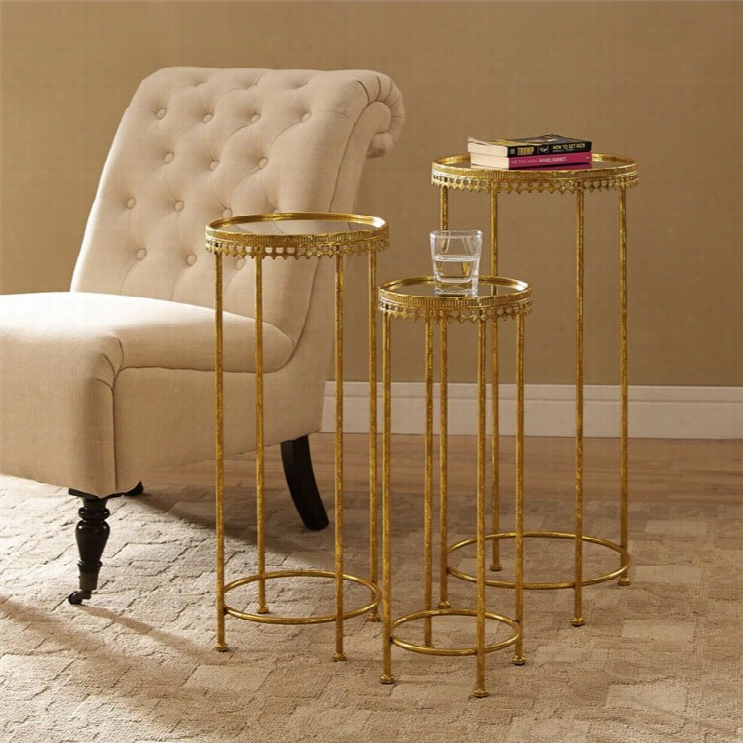 Linon Nesti Ng Table In Gold (set Of )3