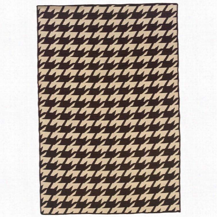 Linon Saloniki 5' X 8' Houndstooth Wool Rug In Brown