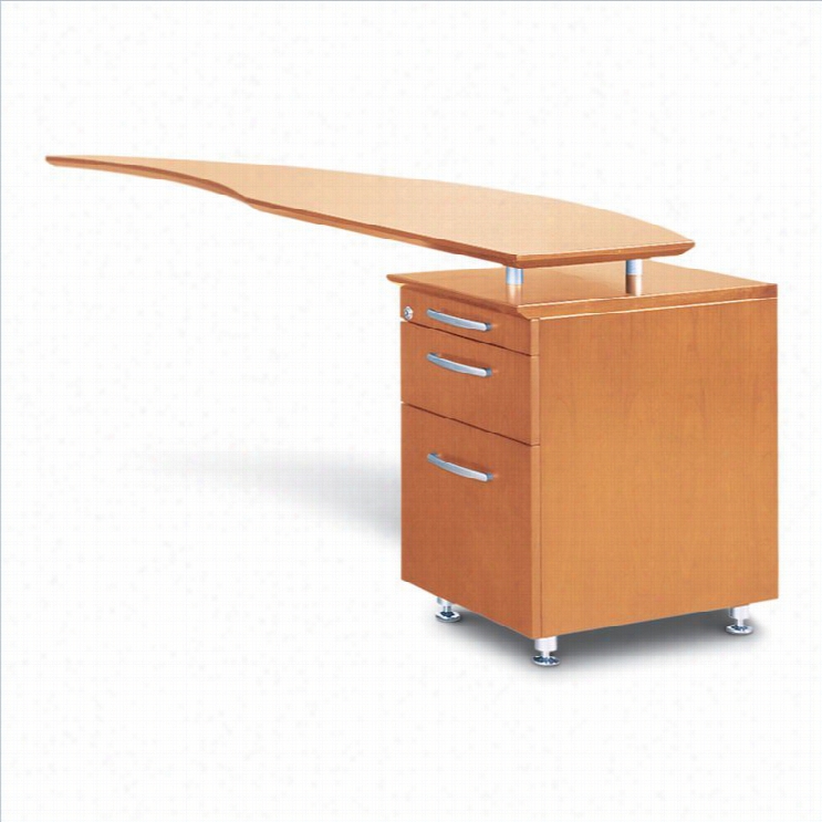 Mayline Napolic Urved Desk Right Rteurn Upon Pedestal In Golden Cherry