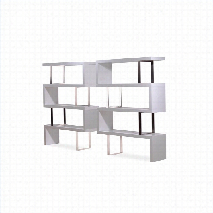 Modloft Pearl Modular Wopd Wall Bookase In White Lacquer