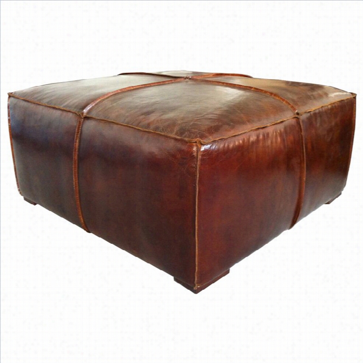 Moe's Stamford Leather Ottoman Coffee Table In Brown