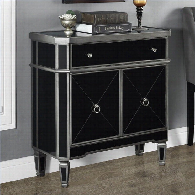 Monarch 32 Accent Table In Charcoal Gray And Black