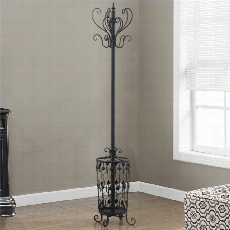 Monarch Coat Rack Upon Hooks In Hammered Black