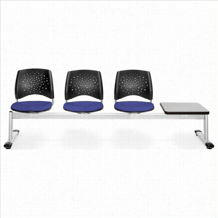 Ofm Asterisk Beam Seating With 3 Seats And Tbpe In Royal Blue And Gray