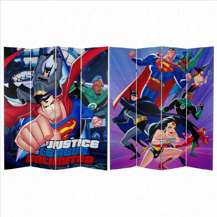 Oriental Double Sided Justice League Unlimited Canvas Room Divider