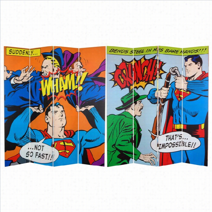 Oriental Double Sided Superman Classic Acnvas Room Divider