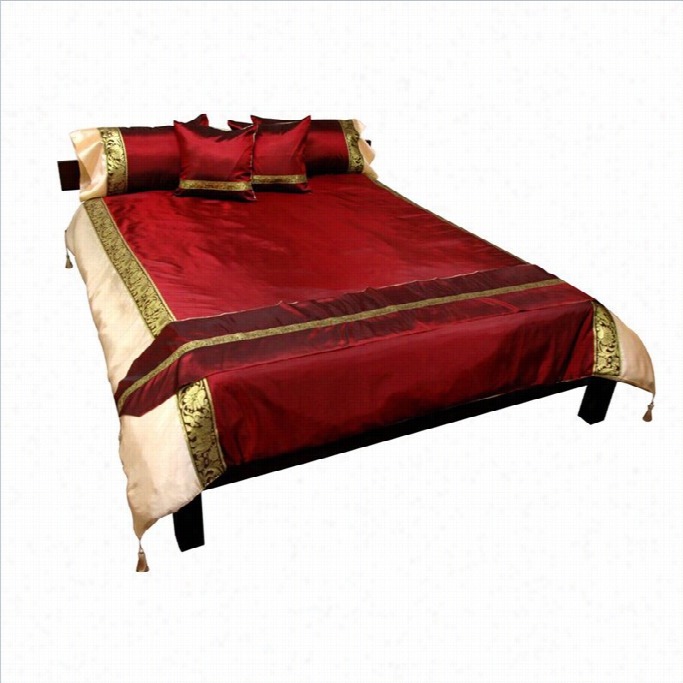 Oriental Furniture Duvet Set In Ruby-queen