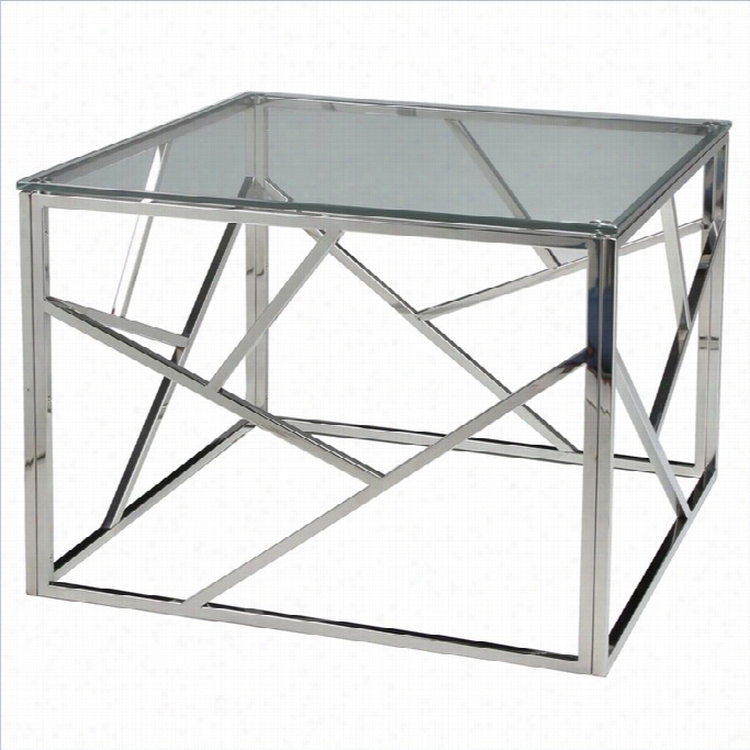 Pastel Movables Firoozeh 28 Square Glass Top End Slab In Chrome