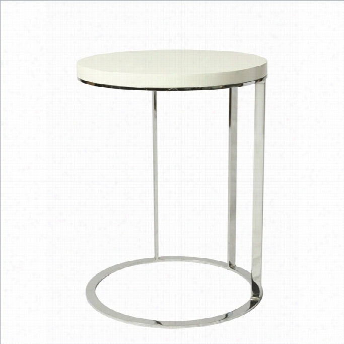 Pastel Furniture Metro High Gloss Wood Finish End Table In White