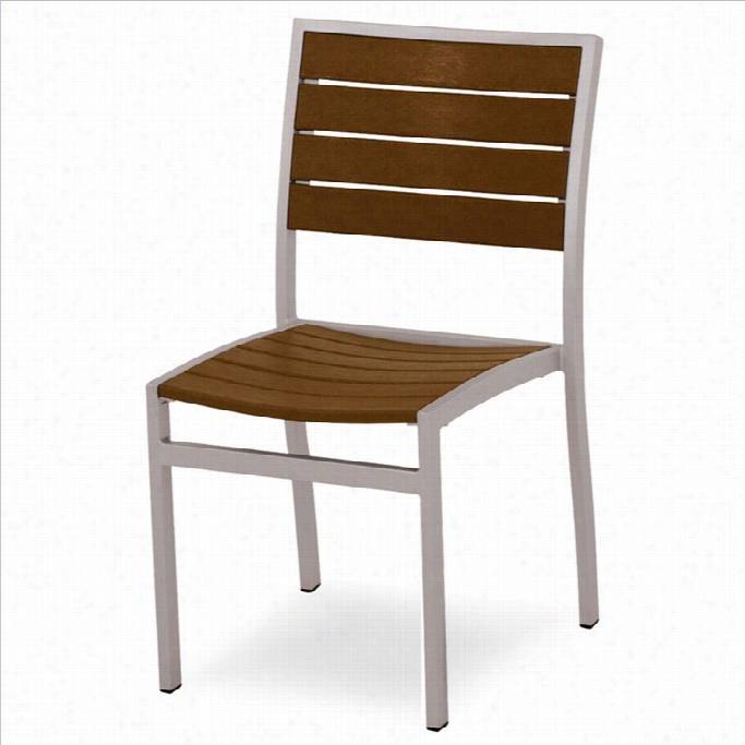 Polywood Euro Dining Side Seat Of Justice In White And Teak