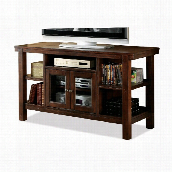 Rivverrside Furniture Castlewood Consoel Table/tv Stand In Warm Tobacco