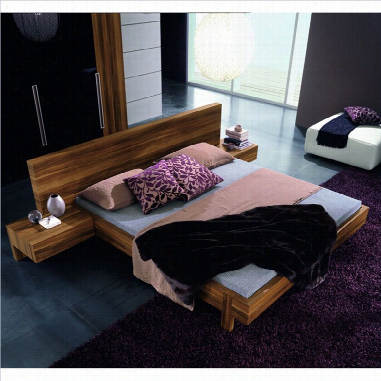 Rossetto Gap Platform Bed In Walnut-qeen