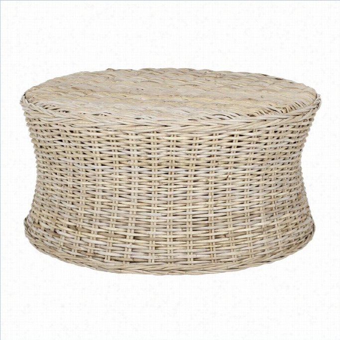 Safavieh Ruxton Wicker And Wooden Ottomaan In Natural Unfinoshed