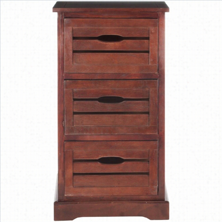 Safavieh Samara Pine 3 Drawer Case In Cherry