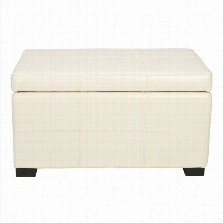 Safavieh Small Maiden Tufted Leathe Rstorage Ottoman In Cream