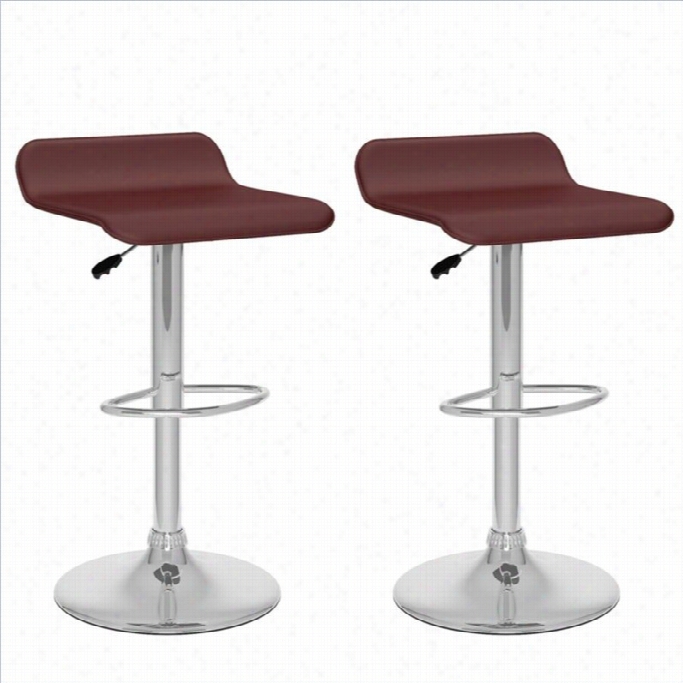Sonax Corliving 31 Curved  Adjustable Bar Stool In Brown (set Of 2)