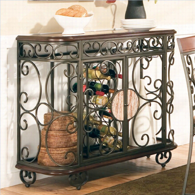 Steve Silver Company Thompson Wine Rack And Server In Metal And Cherry Finish